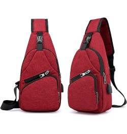 Women Chest Bag Sling Bag Small Crossbody PU Leather Satchel Daypack Fashion Shoulder Strap (1-Red, One Size) 2-a One Size $1...