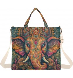 Art Elephant Portrait Corduroy Tote Bag for Women, Handbag Purse with Detachable Strap $11.97 Totes