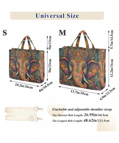 Art Elephant Portrait Corduroy Tote Bag for Women, Handbag Purse with Detachable Strap $11.97 Totes