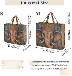 Art Elephant Portrait Corduroy Tote Bag for Women, Handbag Purse with Detachable Strap $11.97 Totes