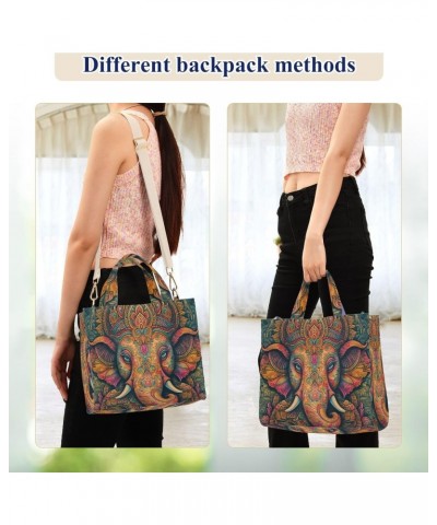 Art Elephant Portrait Corduroy Tote Bag for Women, Handbag Purse with Detachable Strap $11.97 Totes