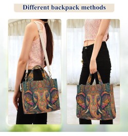 Art Elephant Portrait Corduroy Tote Bag for Women, Handbag Purse with Detachable Strap $11.97 Totes