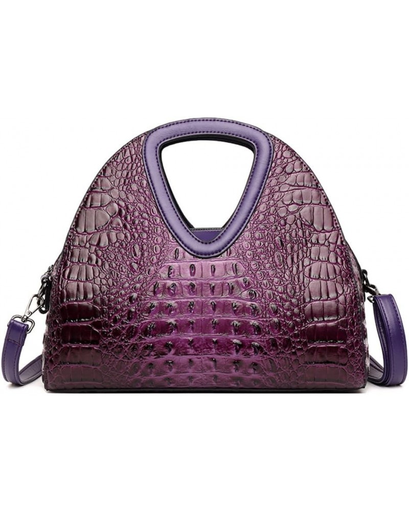 Top-handle Purse for Women Crocodile Print PU Leather Shoulder Handbag Waterproof Crossbody Bag with Adjustable Strap Purple ...