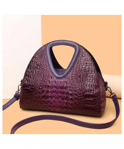 Top-handle Purse for Women Crocodile Print PU Leather Shoulder Handbag Waterproof Crossbody Bag with Adjustable Strap Purple ...