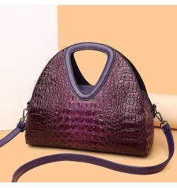 Top-handle Purse for Women Crocodile Print PU Leather Shoulder Handbag Waterproof Crossbody Bag with Adjustable Strap Purple ...