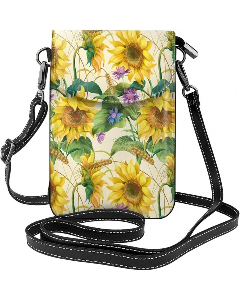 Small Crossbody Phone Bags for Women Leather Cell Phone Purse Lightweight Cell Phone Wallet Girls Shoulder Bag Sunflowers $15...