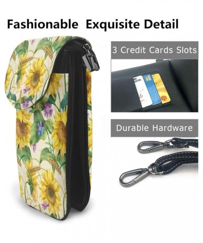 Small Crossbody Phone Bags for Women Leather Cell Phone Purse Lightweight Cell Phone Wallet Girls Shoulder Bag Sunflowers $15...