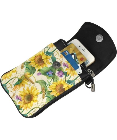 Small Crossbody Phone Bags for Women Leather Cell Phone Purse Lightweight Cell Phone Wallet Girls Shoulder Bag Sunflowers $15...