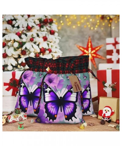 Gold White Butterflies Black Christmas Gift Bag - Stylish Eco-Friendly Polyester Bag For Your Festive Presents Purple Butterf...