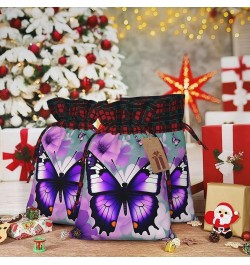 Gold White Butterflies Black Christmas Gift Bag - Stylish Eco-Friendly Polyester Bag For Your Festive Presents Purple Butterf...