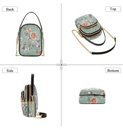 Floral Roses Small Crossbody Handbag for Women Mini Over Shoulder Purse with Three Zippered Pockets Durable Wallet Purses for...