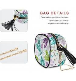 Small Crossbody Bag Doodle Mosaic Colorful Gragonflies Womens Shoulder Chain Bag PU Leather Small Purse With Tassel $13.67 Sh...