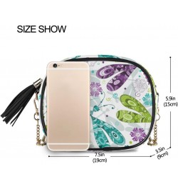 Small Crossbody Bag Doodle Mosaic Colorful Gragonflies Womens Shoulder Chain Bag PU Leather Small Purse With Tassel $13.67 Sh...