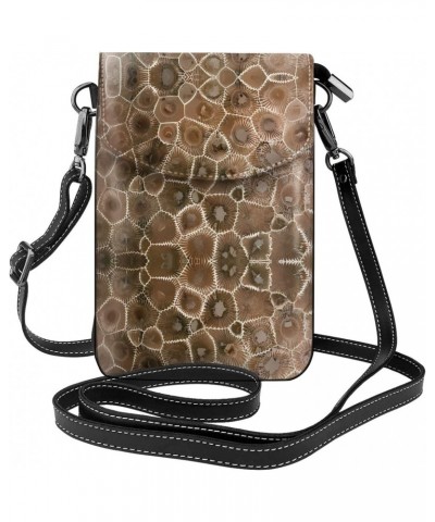 women leather Cell Phone Purse Petoskey Stone picture Multifunction,Soft, durable,Convenient for daily use and travel, Black,...