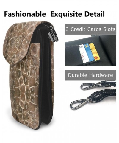 women leather Cell Phone Purse Petoskey Stone picture Multifunction,Soft, durable,Convenient for daily use and travel, Black,...