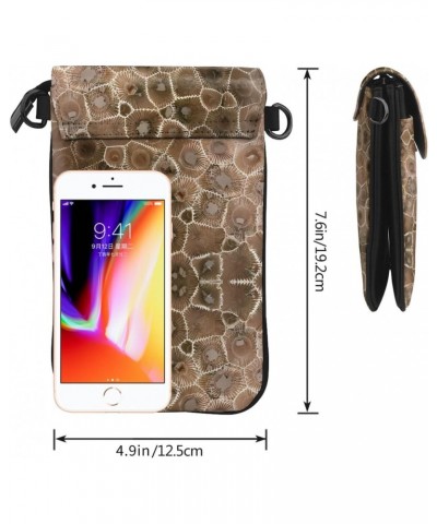 women leather Cell Phone Purse Petoskey Stone picture Multifunction,Soft, durable,Convenient for daily use and travel, Black,...