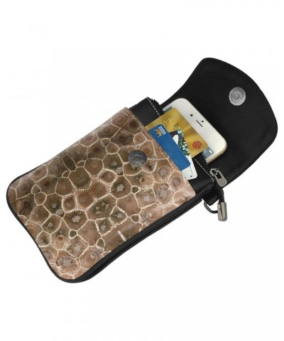 women leather Cell Phone Purse Petoskey Stone picture Multifunction,Soft, durable,Convenient for daily use and travel, Black,...