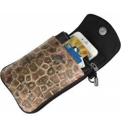 women leather Cell Phone Purse Petoskey Stone picture Multifunction,Soft, durable,Convenient for daily use and travel, Black,...