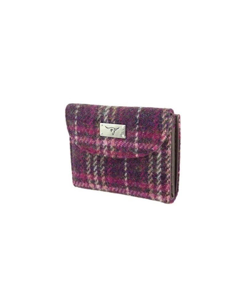 Purple Tartan Check Harris Tweed Jura Short Ladies Purse Wallet, Purple $23.90 Wallets