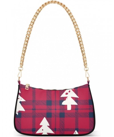 Crossbody Bags for Women Shoulder Purse Christmas Tree Red Check Handbags Stylish Clutch Purse with Chain Strap $12.30 Totes