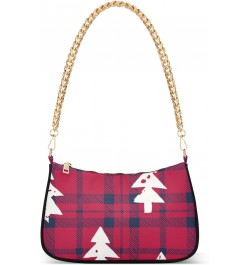 Crossbody Bags for Women Shoulder Purse Christmas Tree Red Check Handbags Stylish Clutch Purse with Chain Strap $12.30 Totes