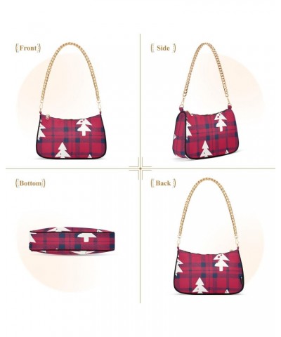 Crossbody Bags for Women Shoulder Purse Christmas Tree Red Check Handbags Stylish Clutch Purse with Chain Strap $12.30 Totes