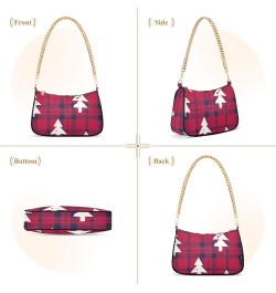 Crossbody Bags for Women Shoulder Purse Christmas Tree Red Check Handbags Stylish Clutch Purse with Chain Strap $12.30 Totes