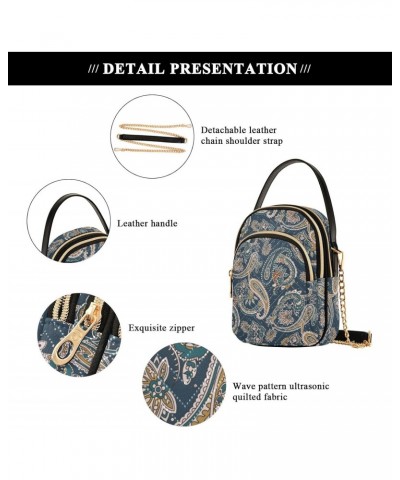 Chain Crossbody Bags for Women Indian Paisley Pattern Quilted Shoulder Crossbody Handbags Travel Cross Body Cell Phone Purses...