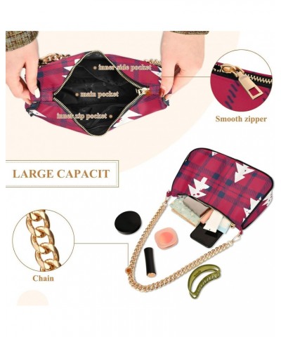 Crossbody Bags for Women Shoulder Purse Christmas Tree Red Check Handbags Stylish Clutch Purse with Chain Strap $12.30 Totes