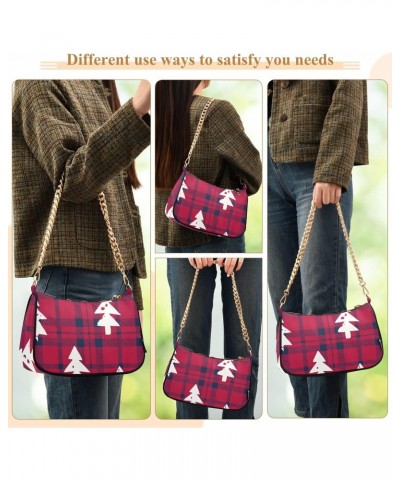 Crossbody Bags for Women Shoulder Purse Christmas Tree Red Check Handbags Stylish Clutch Purse with Chain Strap $12.30 Totes