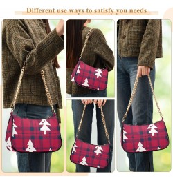 Crossbody Bags for Women Shoulder Purse Christmas Tree Red Check Handbags Stylish Clutch Purse with Chain Strap $12.30 Totes