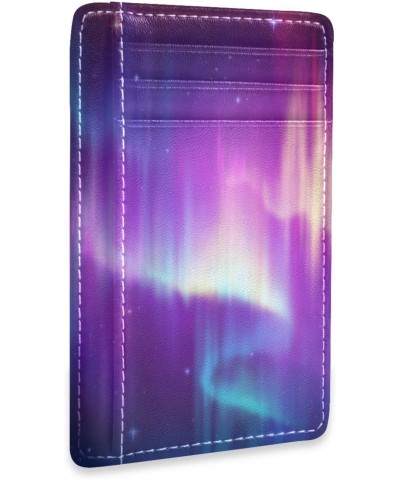 Chic Abstract Aurora Borealis Slim Minimalist Wallet Rfid Blocking Card Wallets PU Leather Front Pocket Wallets $9.53 Wallets