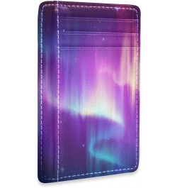 Chic Abstract Aurora Borealis Slim Minimalist Wallet Rfid Blocking Card Wallets PU Leather Front Pocket Wallets $9.53 Wallets