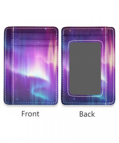 Chic Abstract Aurora Borealis Slim Minimalist Wallet Rfid Blocking Card Wallets PU Leather Front Pocket Wallets $9.53 Wallets