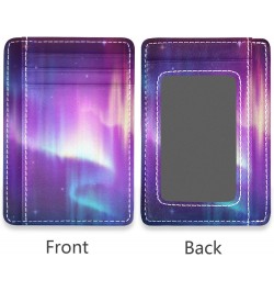 Chic Abstract Aurora Borealis Slim Minimalist Wallet Rfid Blocking Card Wallets PU Leather Front Pocket Wallets $9.53 Wallets