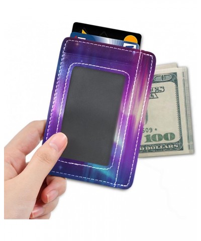 Chic Abstract Aurora Borealis Slim Minimalist Wallet Rfid Blocking Card Wallets PU Leather Front Pocket Wallets $9.53 Wallets