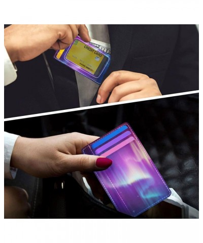 Chic Abstract Aurora Borealis Slim Minimalist Wallet Rfid Blocking Card Wallets PU Leather Front Pocket Wallets $9.53 Wallets