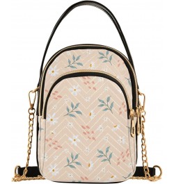 Women Crossbody Handbag Little White Flowers and Branches Quilted Chain Bag $13.77 Crossbody Bags