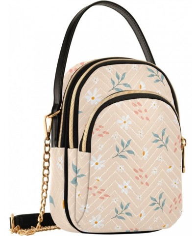 Women Crossbody Handbag Little White Flowers and Branches Quilted Chain Bag $13.77 Crossbody Bags