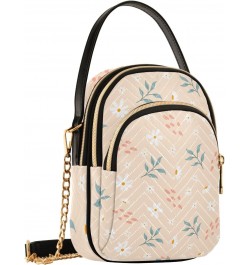 Women Crossbody Handbag Little White Flowers and Branches Quilted Chain Bag $13.77 Crossbody Bags