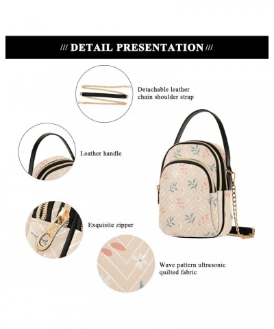 Women Crossbody Handbag Little White Flowers and Branches Quilted Chain Bag $13.77 Crossbody Bags