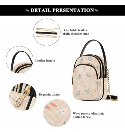 Women Crossbody Handbag Little White Flowers and Branches Quilted Chain Bag $13.77 Crossbody Bags