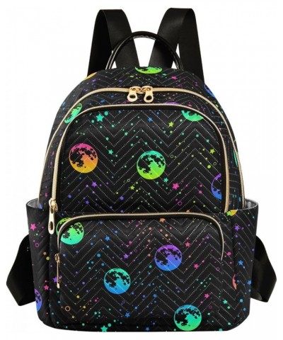 Rainbow Sun Moon and Stars Women Backpack Purse Shoulder Bag Color Small $15.51 Backpacks