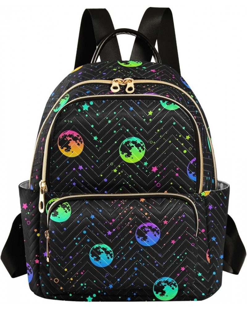 Rainbow Sun Moon and Stars Women Backpack Purse Shoulder Bag Color Small $15.51 Backpacks