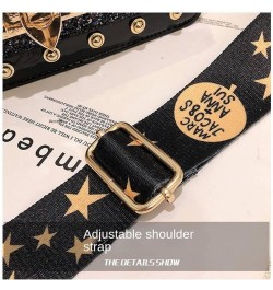 Korean Style Fashionable Sequined Personalized Rivet Wide Shoulder Strap Crossbody Small Square Bag For Women White $9.80 Sho...