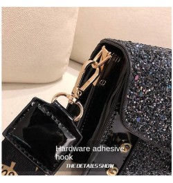 Korean Style Fashionable Sequined Personalized Rivet Wide Shoulder Strap Crossbody Small Square Bag For Women White $9.80 Sho...