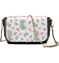 Slices Watermelon Peony Flowers Crossbody Bags for Women Shoulder Bag Leather Purse Handbag for Daily Gifts Work $21.19 Shoul...