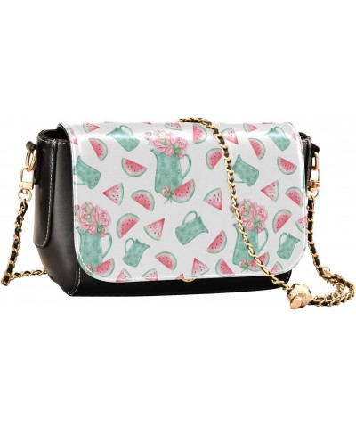 Slices Watermelon Peony Flowers Crossbody Bags for Women Shoulder Bag Leather Purse Handbag for Daily Gifts Work $21.19 Shoul...