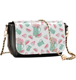 Slices Watermelon Peony Flowers Crossbody Bags for Women Shoulder Bag Leather Purse Handbag for Daily Gifts Work $21.19 Shoul...