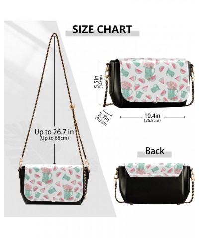 Slices Watermelon Peony Flowers Crossbody Bags for Women Shoulder Bag Leather Purse Handbag for Daily Gifts Work $21.19 Shoul...